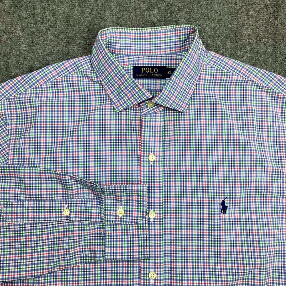 Polo Ralph Lauren Men XL Button Down Shirt Pastel Tattersall Tartan Check Cotton